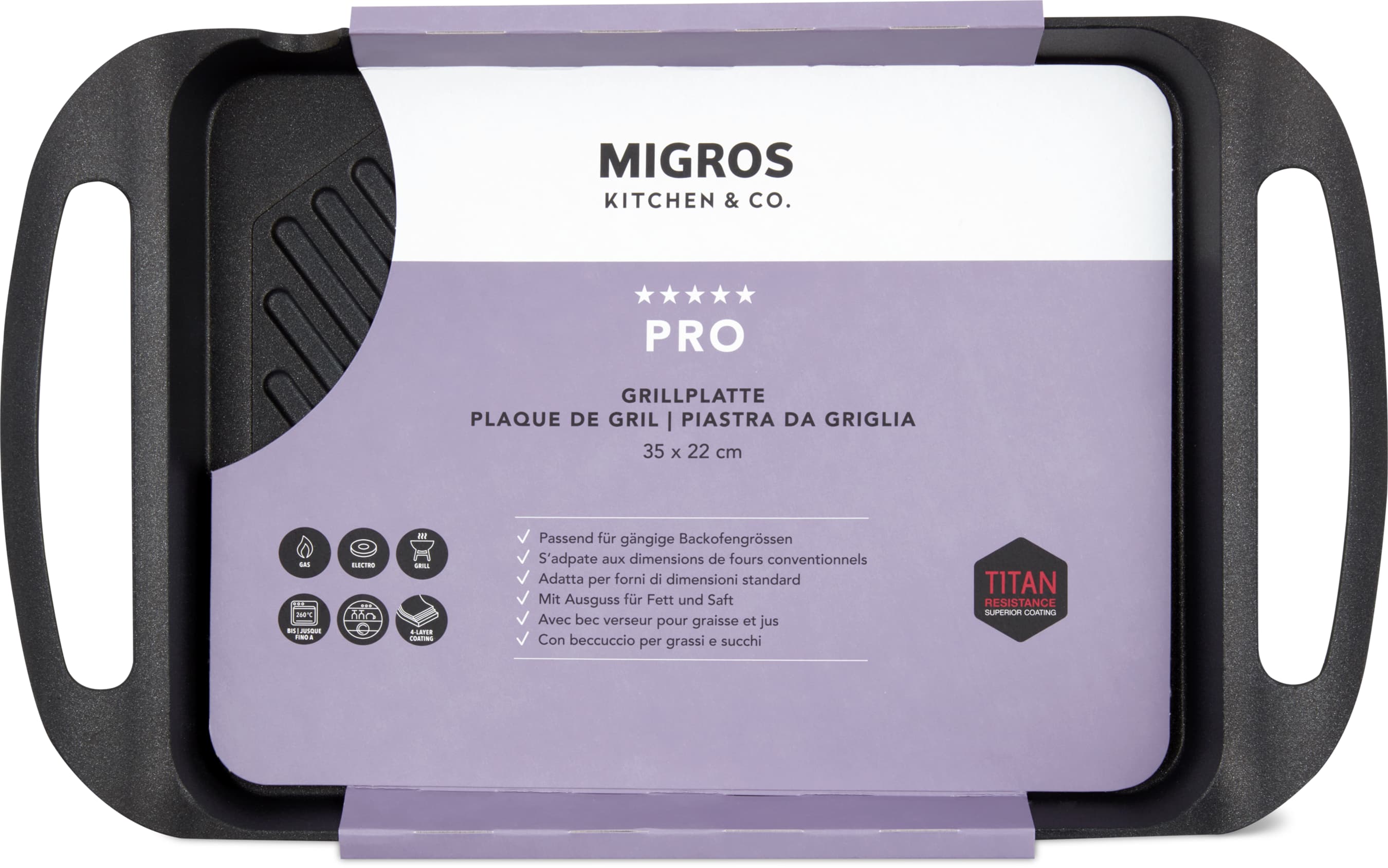 Plaque de gril 35 x 22 cm, noir